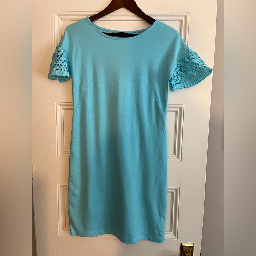 Talbots cotton dress with eyelet sleeves